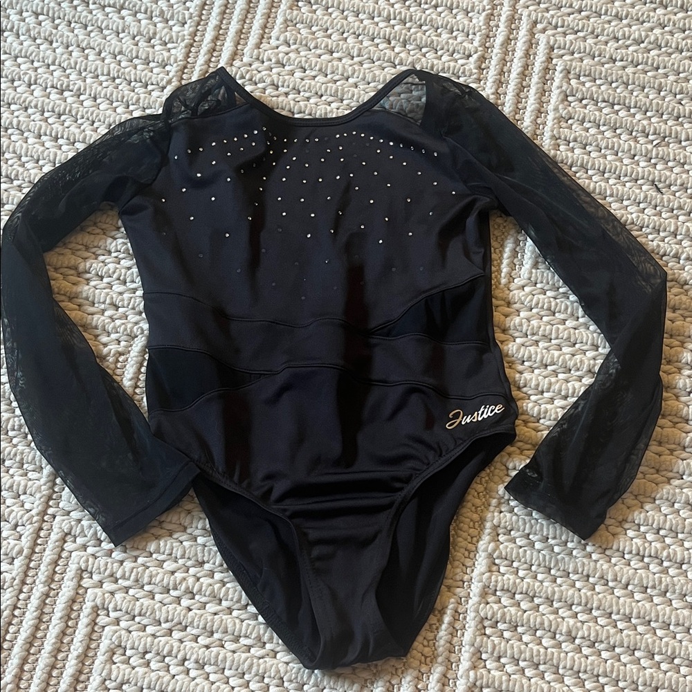 Justice Black Leotard with Rhinestone Accents